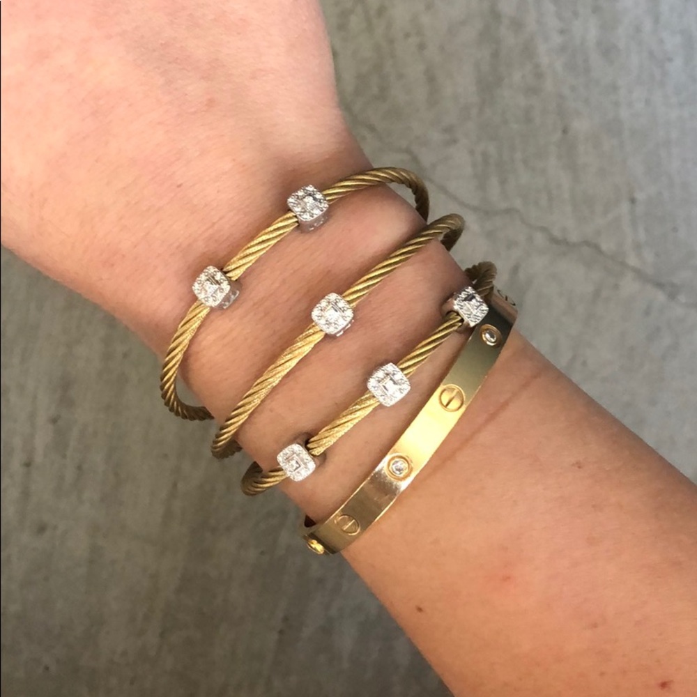 Charriol Yellow Gold Cable Diamond Bracelet Set